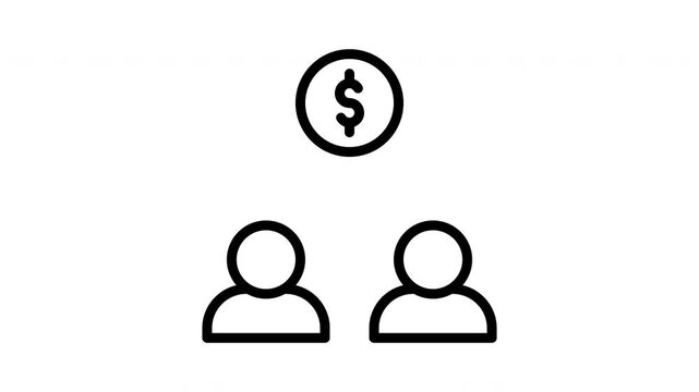 Affiliate Marketing Network Icon Animation with Income Distribution Alpha Channel Transparent Background