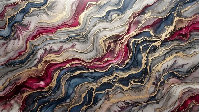 Abstract Fluid Art Marble Texture with Gold Veins