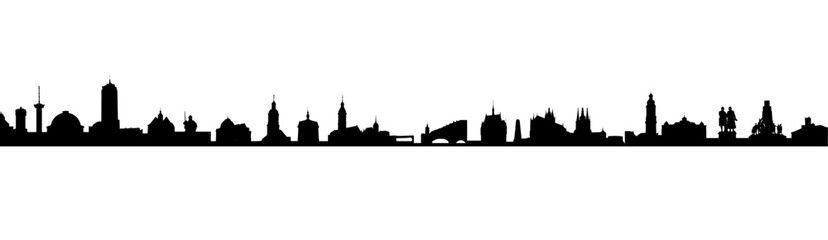 Fototapeta premium Black Thuringia Skyline Silhouette with Urban Landmarks of Jena, Gera, Erfurt and Weimar – East Germany Cityscape Vector Illustration