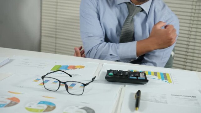 Hand, businessman, and wrist and arm pain from typing on a laptop, orthopedic injuries, or health risks. Muscle problems due to stress, fibromyalgia, and arthritis.
