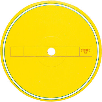 Retro yellow vinyl record label realistic photography, png isolated on transparent background for graphic design