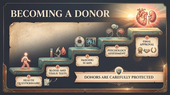 Becoming a living kidney donor process infographic