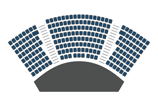 Auditorium seating chart with rows of chairs in a semicircular arrangement