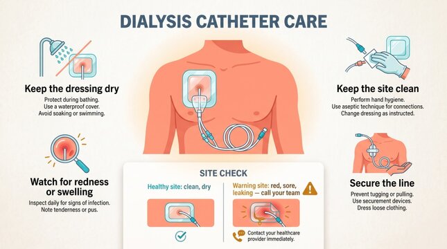 Dialysis catheter care guide infographic