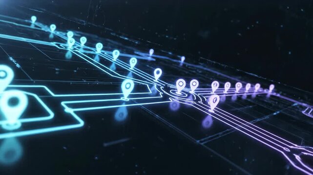 A digital roadmap showcasing interconnected points as a strategic planning tool for tracking milestones and journeys