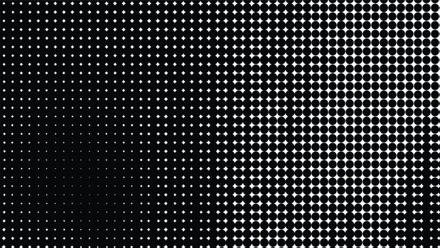 Abstract halftone dot pattern background with gradient circle shapes on dark gray canvas for modern creative graphic designs.