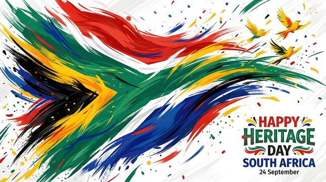 South african flag with heritage day 2026 celebration text stripes colors