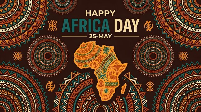 Vibrant africa day celebration with tribal patterns and golden sun