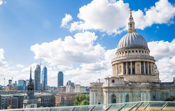St. Paul's cathedral view. Dome against of a blue sky. London, UK 2026