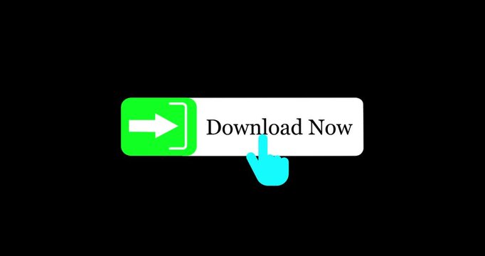 Transparent screen animation of Download Now push button with pointer animation. Cursor icon Download Now button on a perfect websites or apps UI,UX,GUI animation