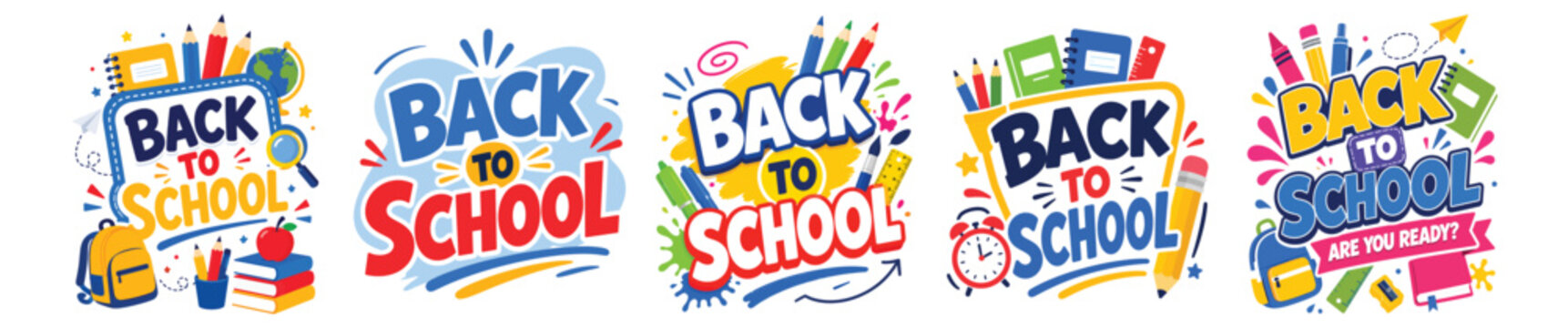 Colorful back to school vector banner with school supplies and Back to School 2026, School Admission, Back to School, Back to School logo, Back to School Advertisement Template