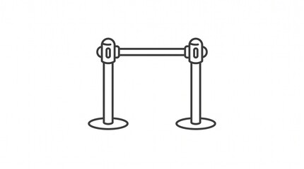 Obraz premium Stanchion barrier line icon with retractable belt for queue control