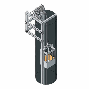 Industrial Elevator Shaft with Cage.