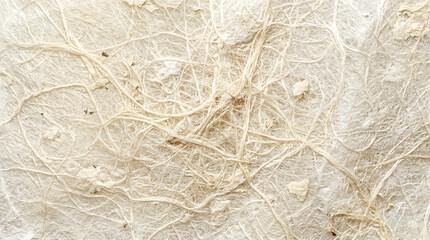 Obraz premium Handmade rice paper texture with natural fibers and organic lines. Artistic beige parchment background for design and craft projects.