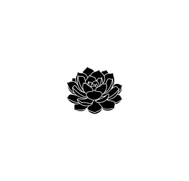 Elegant Minimalist Black Lotus Vector Icon
