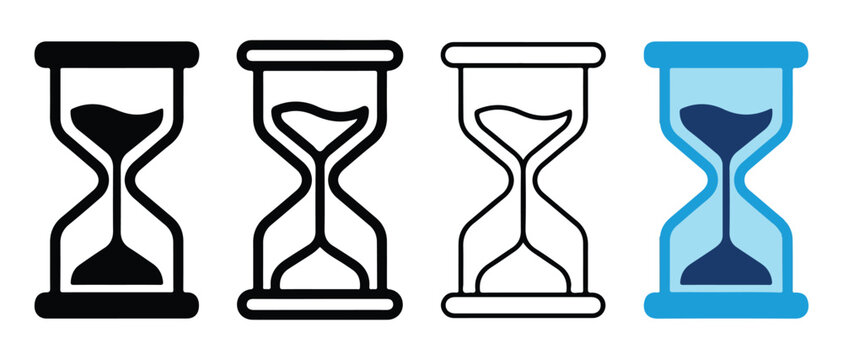 hourglass icons in different line styles and colors on white background  symbols for time and countdown