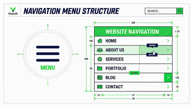 Website Navigation Menu Structure Blueprint and Wireframe Design