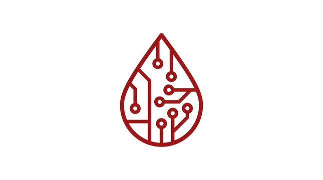 Innovative digital blood drop logo concept symbolizing healthcare technology advancements and data