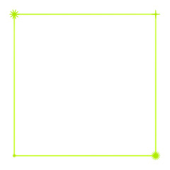 Obraz premium Minimalist Lime Green Square Frame with Decorative Star Corners
