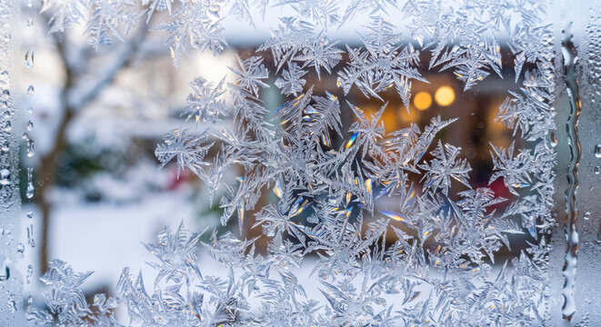 Frozen Frost Patterns On A Window