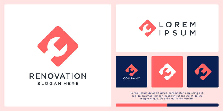 Renovation tech logo design template