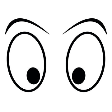 Cartoon ocular illustration with exaggerated pupils and curved eyebrow lines