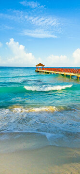 Dominicus beach with white sand, palms and light house. Dominican republic 