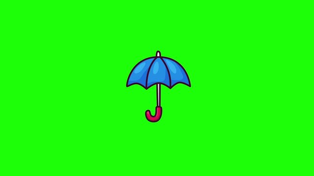 Animated umbrella doodle icon, hand-drawn flat vector line art with wiggle effect, looping motion graphic for rain, weather and rainy season design