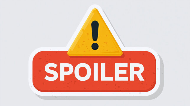 Spoiler Warning Sign Sticker Alert Triangle Icon Illustration, Spoiler Alert Badge Warning Label Flat Icon Design Illustration