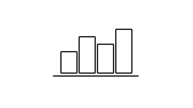 Line art success graph icon animation. Finance and business, Financial report. Financial analysis icon. Animated line growth and decrease diagram.