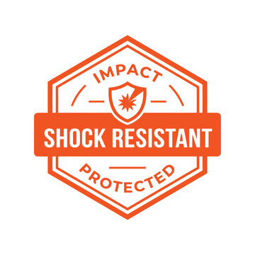 Shock resistant stamp seal icon. Impact protected label for durable product packaging and safety.