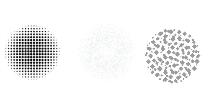 Black concentric circle set. Sonar or sound wave ring collection. Halftone and linear epicentre, target, radar icon concept. Ripple radial signal or vibration elements. Vector line and dotted symbols