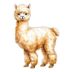 Naklejka premium Cute Alpaca Standing Alone Portrait.
