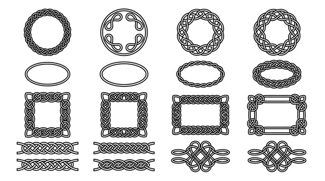 Celtic Knot Frame Elements Vector Set for Ornamental Borders and Designs