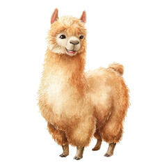 Naklejka premium Cute Light Brown Alpaca Animal.