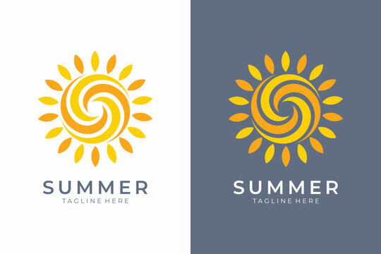 Sunshine logo, abstract sun summer icon