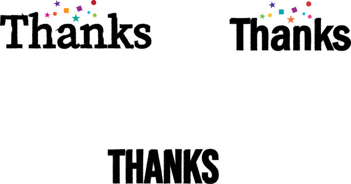 Gratitude expression. Colorful confetti exploding behind thanks text