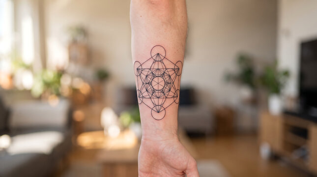 Sacred Geometry Inspired Wrist Tattoo Close Up