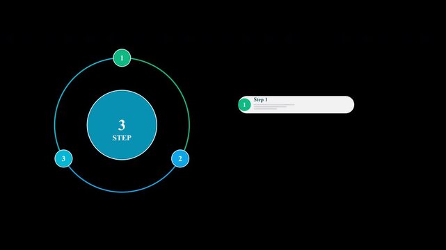 Professional blue circular business process diagram with three steps for infographic layout