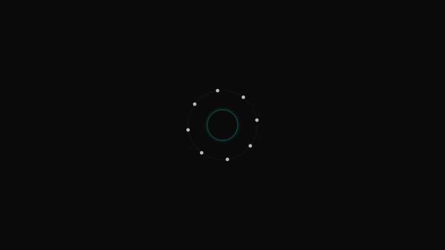 A circular ring of small white dots surrounding a thin green outline circle