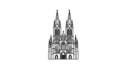 Obraz premium Gothic cathedral facade with tall twin spires and ornate details