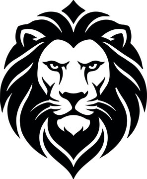 Majestic lion silhouette a bold black and white graphic design for branding and emblematic representation