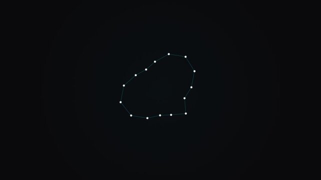 A glowing circular constellation of white dots connected on black background