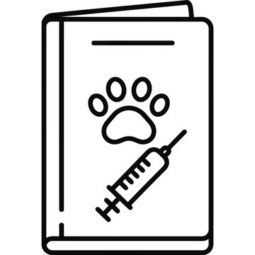 Pet Vaccination Record Line Icon Veterinary Medical Book Outline Vector Symbol
