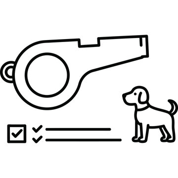 Dog Training Whistle Line Icon Pet Obedience Command Outline Vector Symbol
