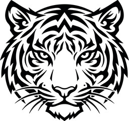 Fototapeta premium Striking tiger silhouette portrait bold tribal design for graphic arts and modern decor applications