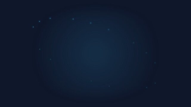 Minimalist blue glowing dots forming a subtle orbital pattern on dark background