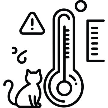 Pet Temperature Monitoring Line Icon Animal Health Thermometer Alert Outline Vector Symbol