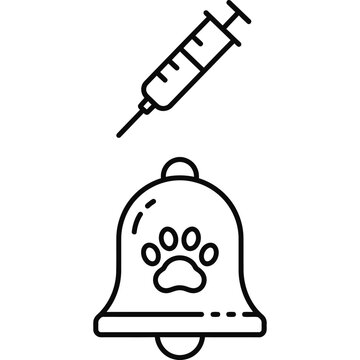 Pet Vaccination Reminder Line Icon Animal Immunization Alert Notification Outline Vector Symbol