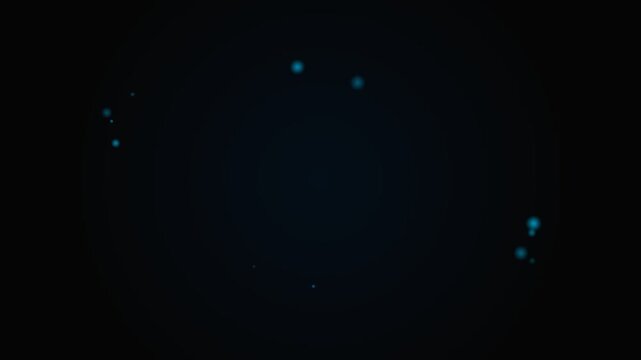 A minimalist arrangement of glowing blue light dots on a dark background